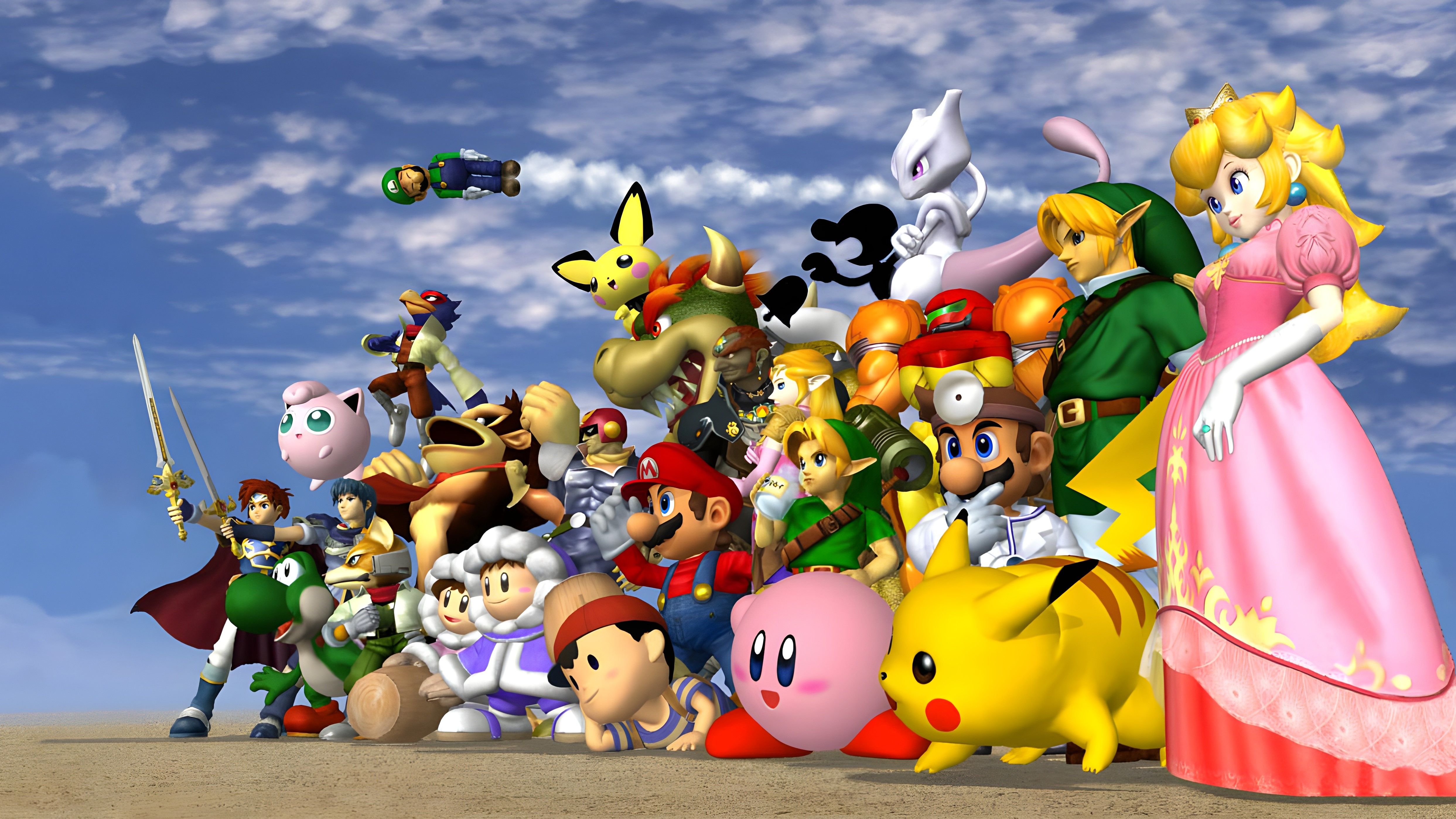Les personnages de Super Smash Bros. Melee se préparent pour la bataille.