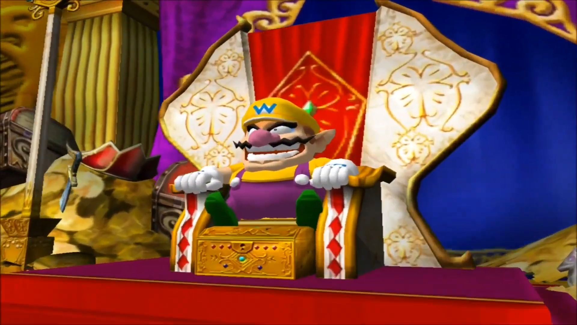 Wario sur un trône dans le monde de Wario