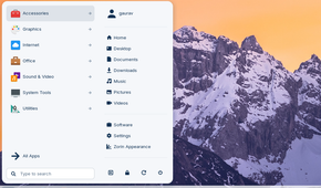 A screenshot showing Zorin OS app menu.