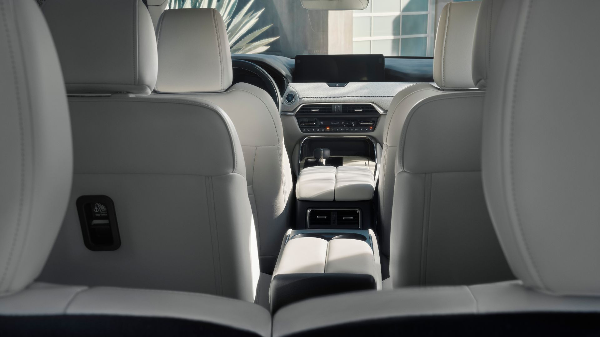 Shot inside the cabin of a 2025 Mazda CX-90 showing the interior.
