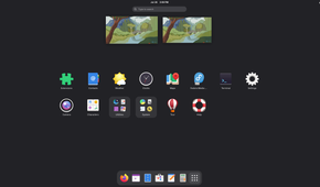 A screenshot showing Fedora Silverblue app drawer.