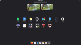 A screenshot showing Fedora Silverblue app drawer.