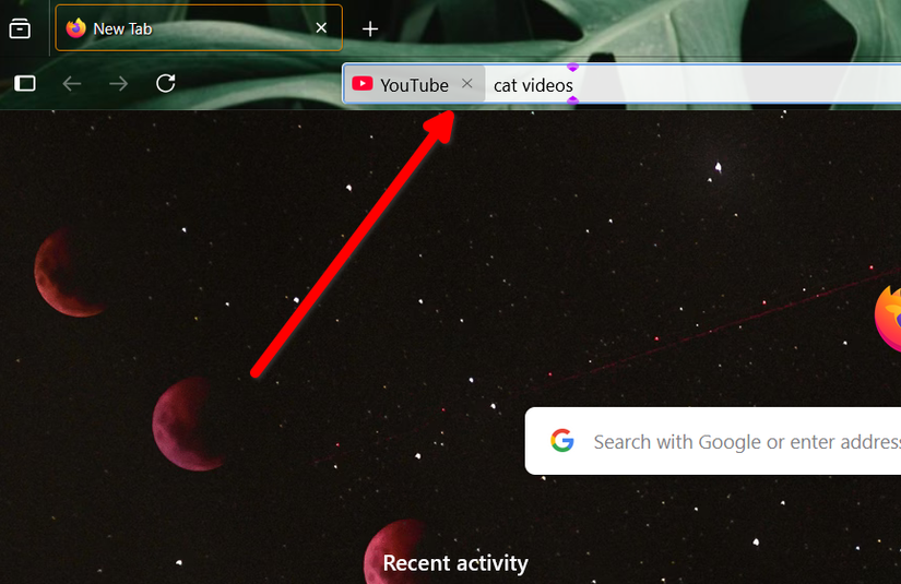 Custom shortcut for searching YouTube.
