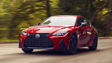 Front 3/4 shot of a 2021 Lexus IS