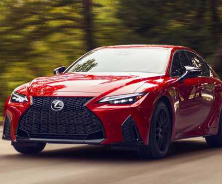 Front 3/4 shot of a 2021 Lexus IS