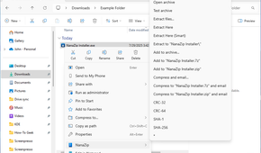 NanaZip in the Windows 11 right-click context menu.