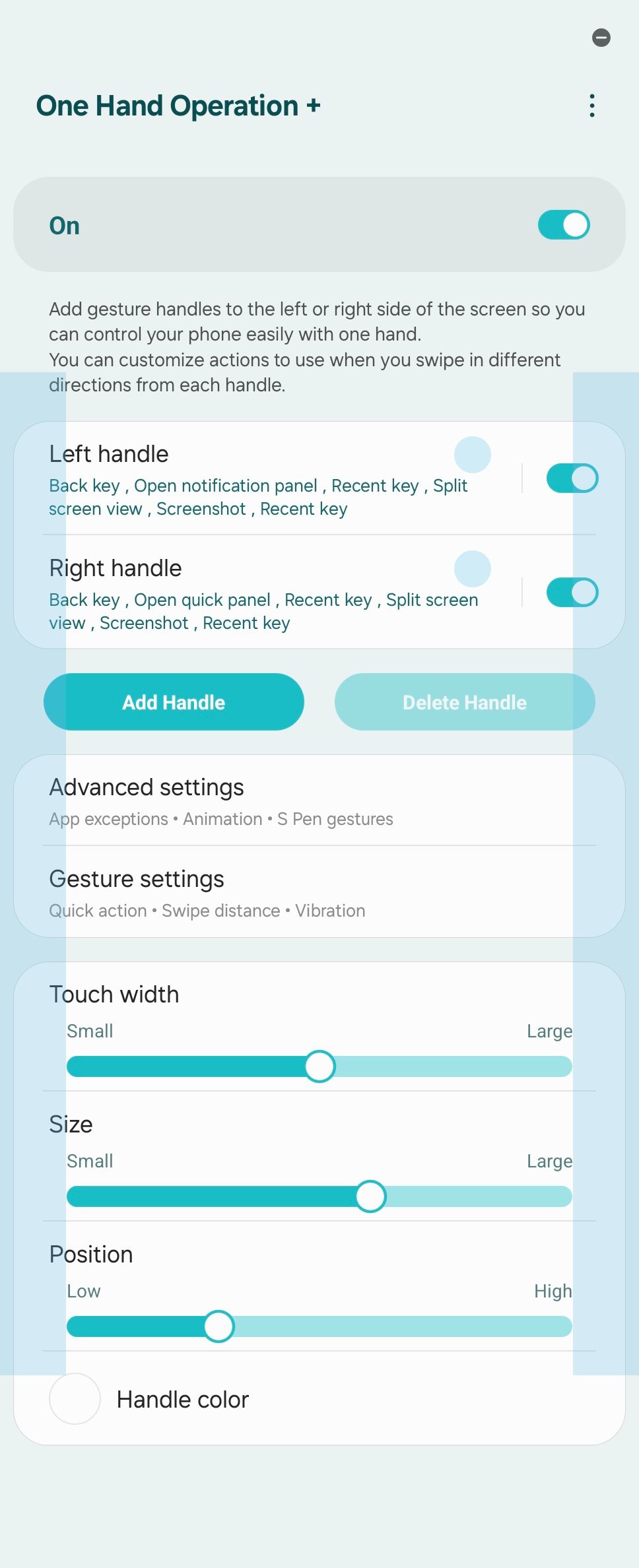 One Hand Operation + module in Good Lock on a Galaxy Z Fold 6.