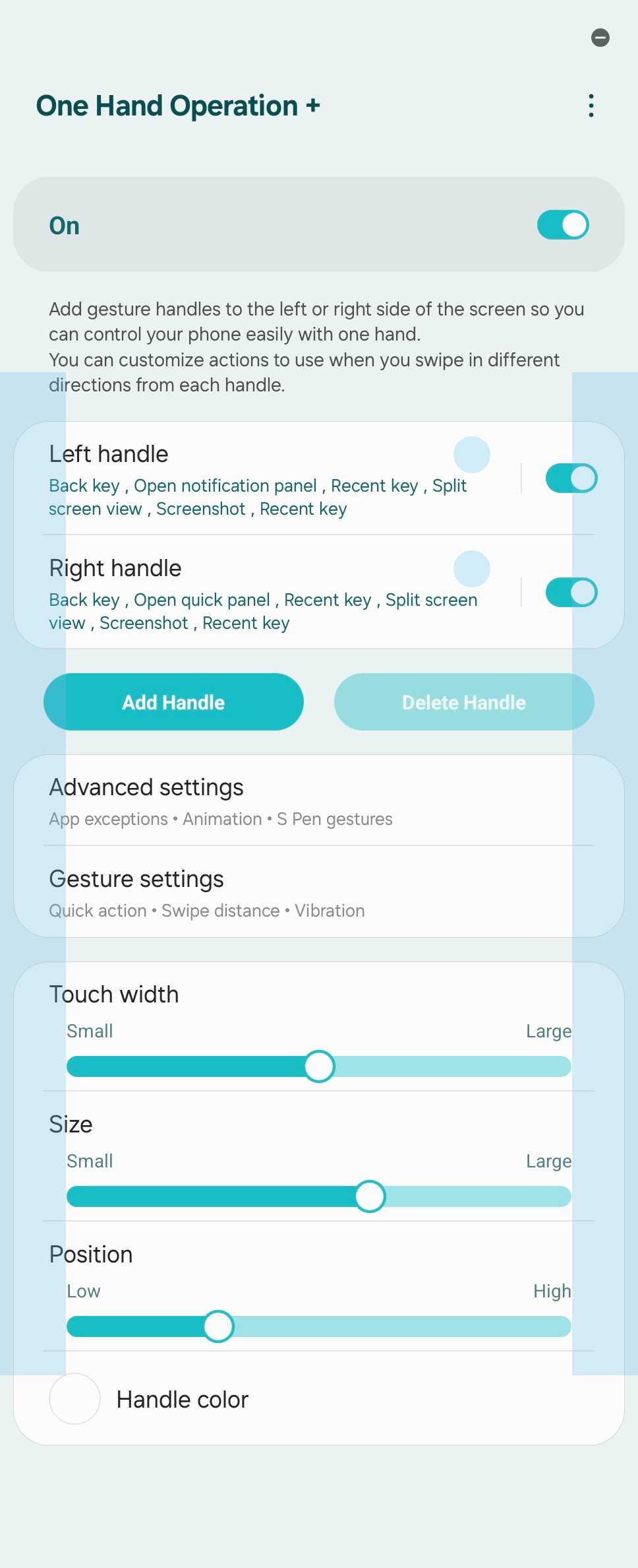 One Hand Operation + module in Good Lock on a Galaxy Z Fold 6.