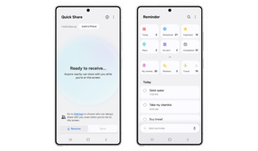 Screenshot of the Quick Share and the Reminder app on One UI 8.