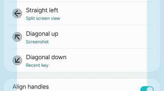Right handle options for One Hand Operation + module in Good Lock on a Galaxy Z Fold 6.