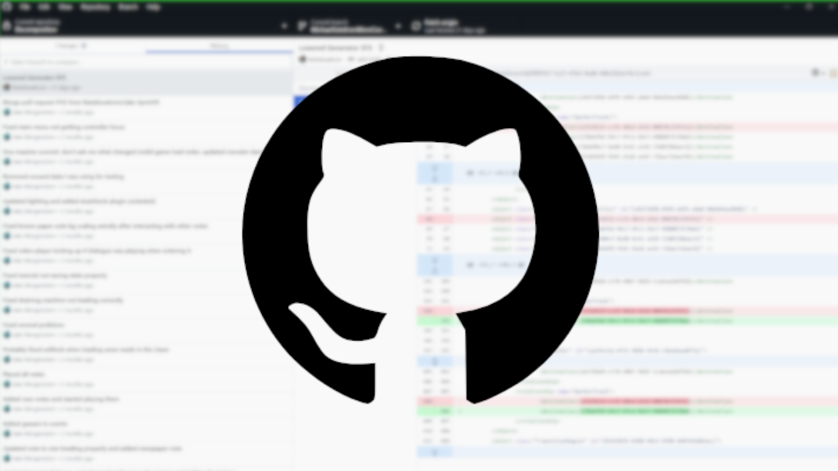 the github logo above a blurry repository