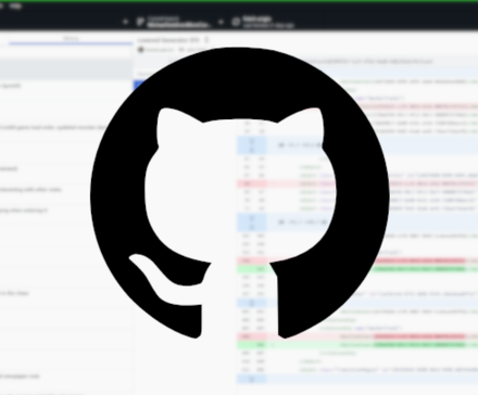 the github logo on top of a blurred out repository