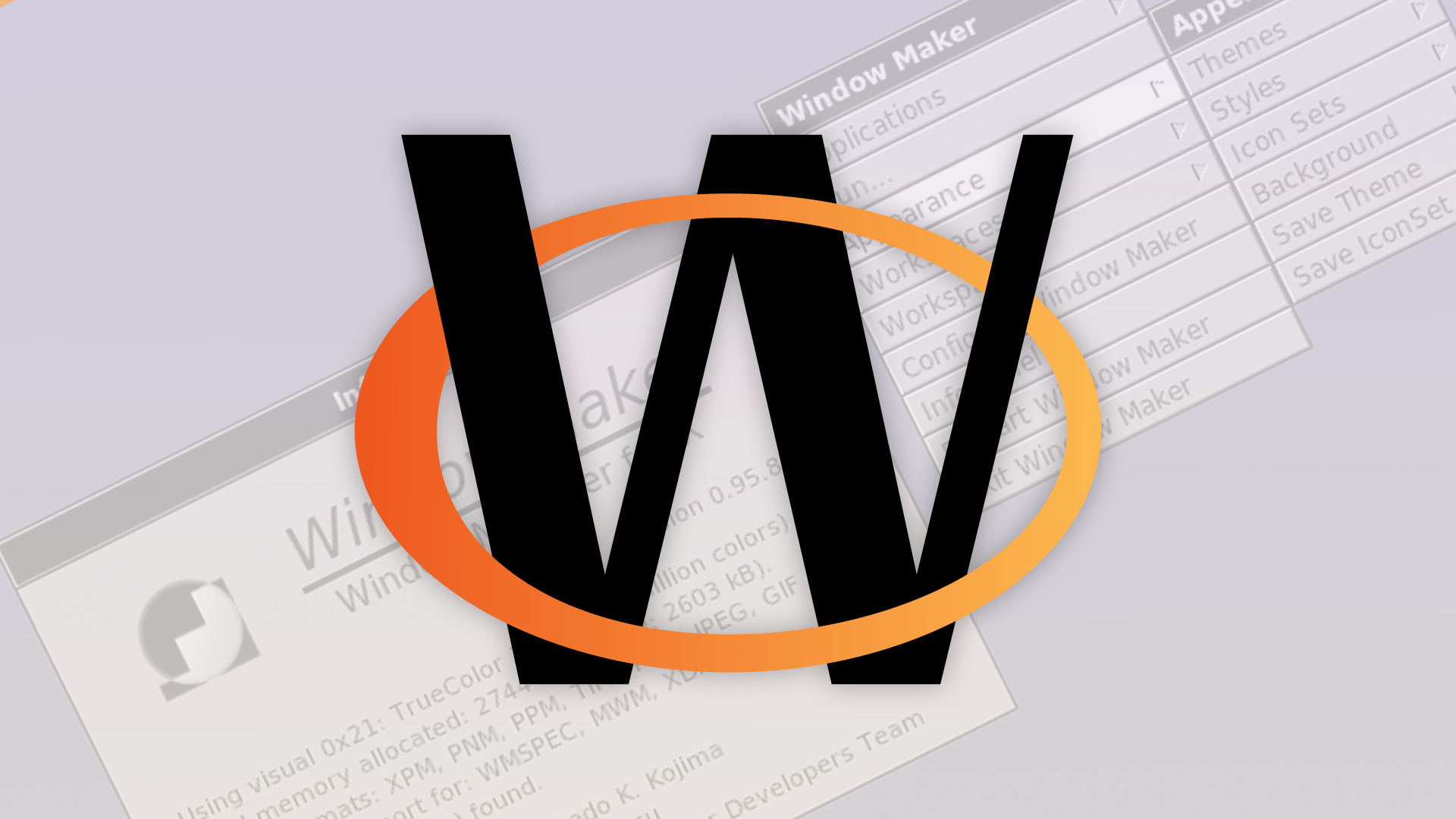 Logotipo Wayback na parte superior do Window Maker.