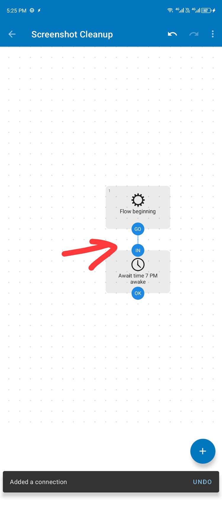 Connecting two blocks in Automate.