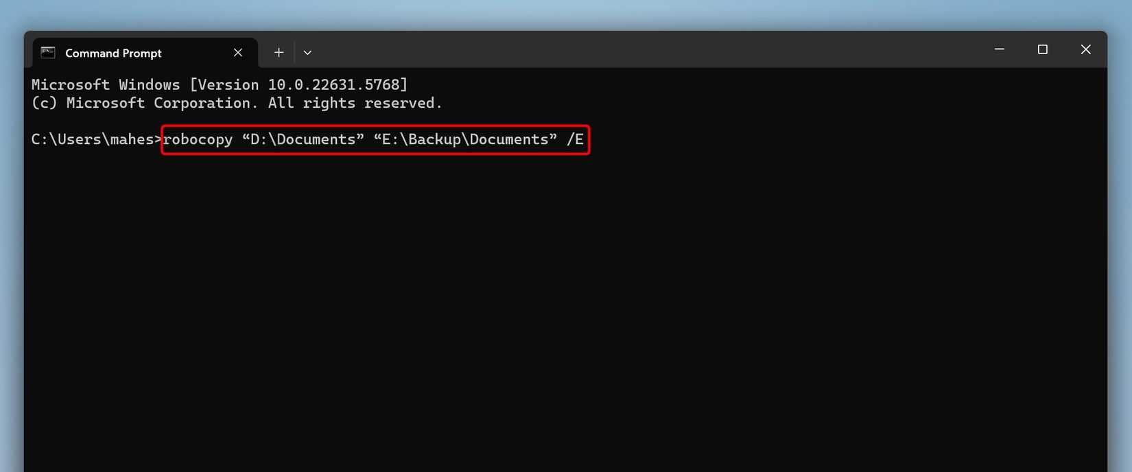 Robocopy order to copy files and even empty sub -folders written in the command waist.