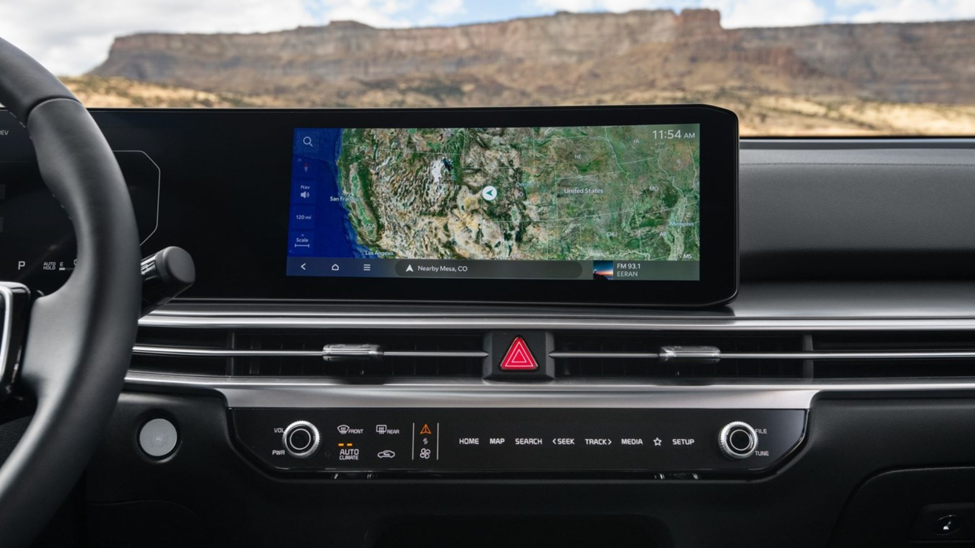 Close-up shot of the infotainment screen in a 2025 Kia Sorento Hybrid.