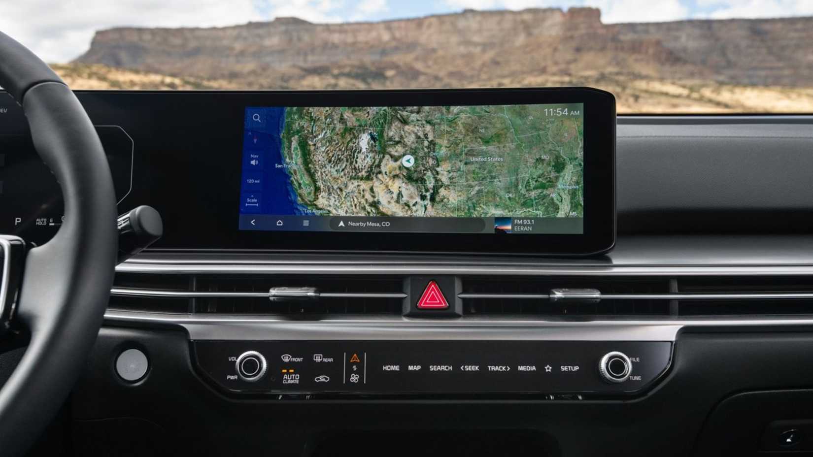 Close-up shot of the infotainment screen in a 2025 Kia Sorento Hybrid.