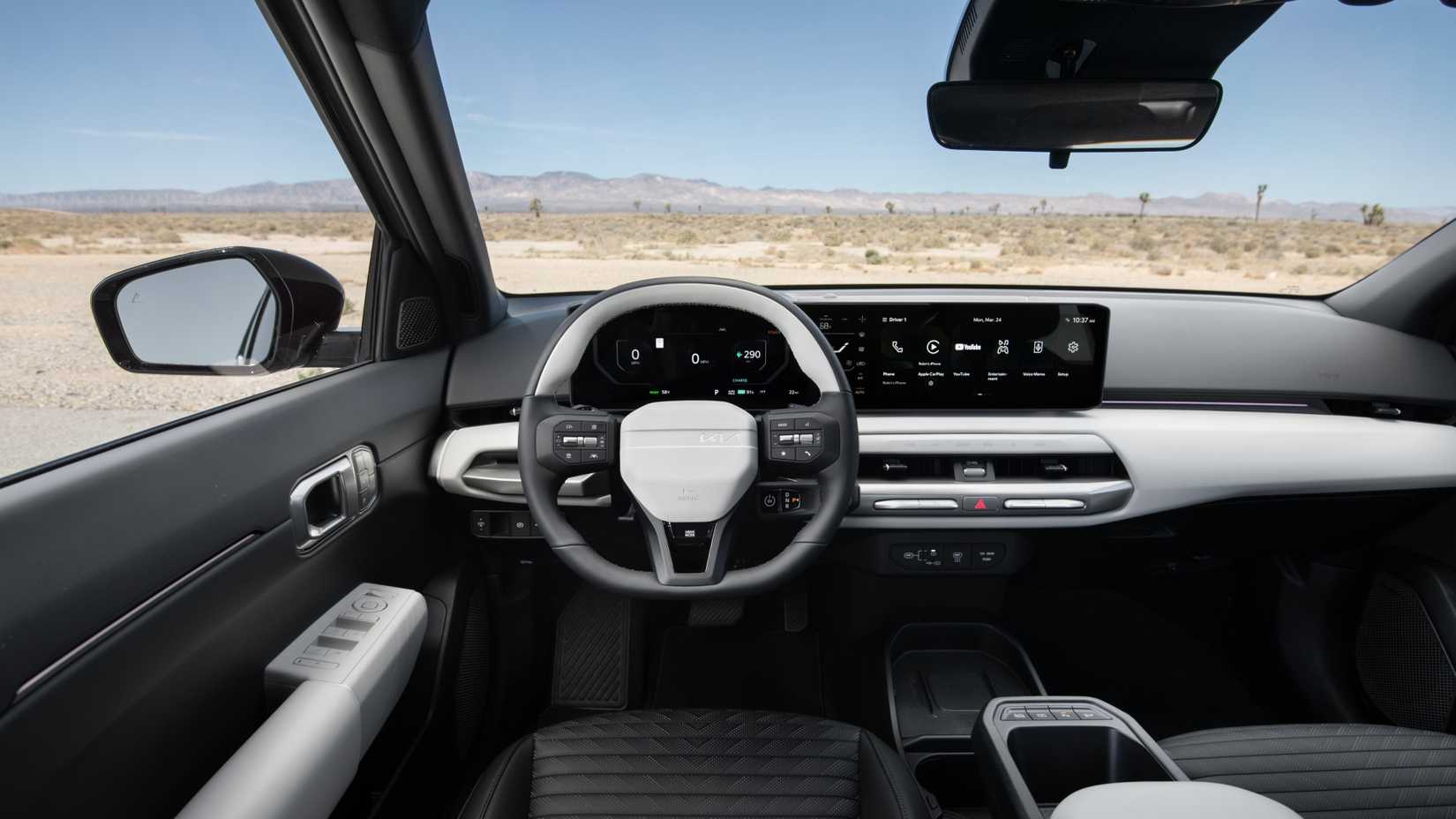 Interior shot of the dashboard in a 2026 Kia EV4
