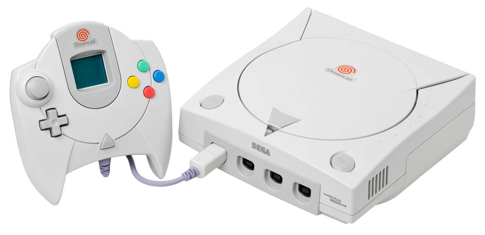 Sega Dreamcast console and controller with VMU.