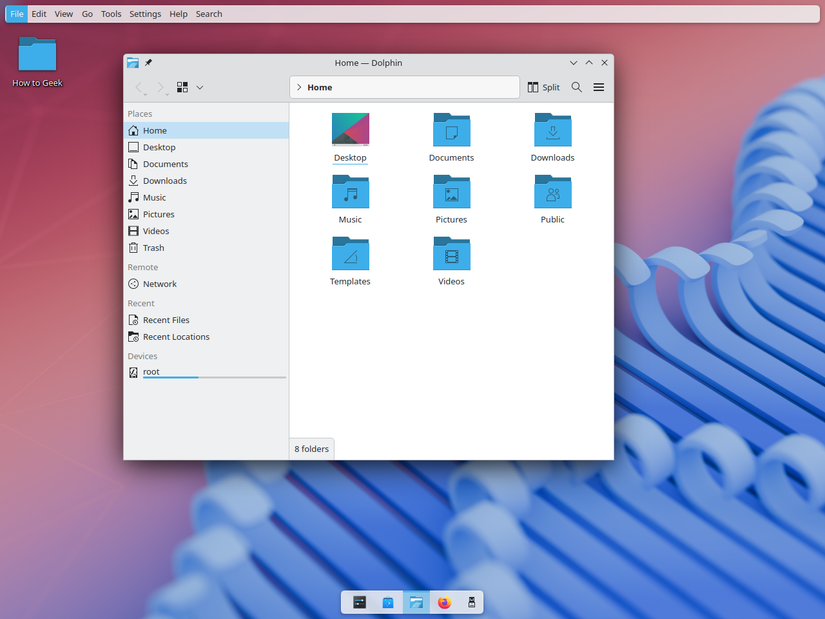 3d.Global Menu widget in KDE Plasma showing menu settings for Dolphin File Manager.