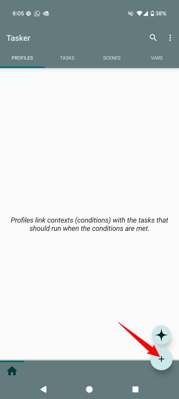 The + (plus) sign highlighted in Tasker.
