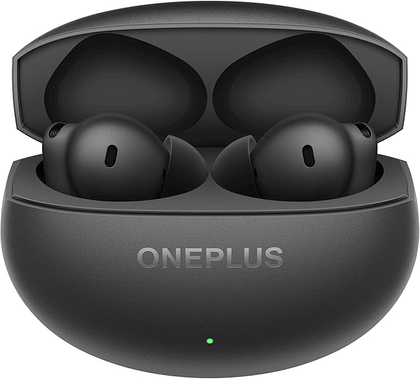 The OnePlus Buds 4 earbuds inside the charging case.