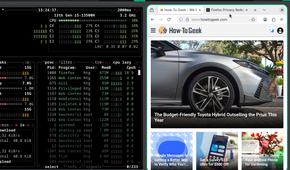 CachyOS with Niri window manager showing btop and Firefox open.