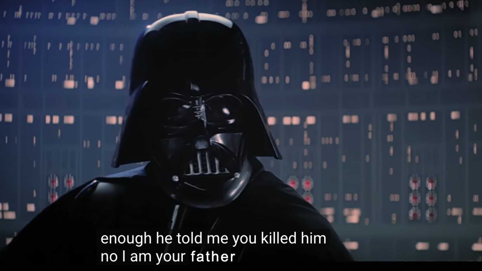 Captura de tela de um vídeo do YouTube da cena I am Your Father Star Wars.