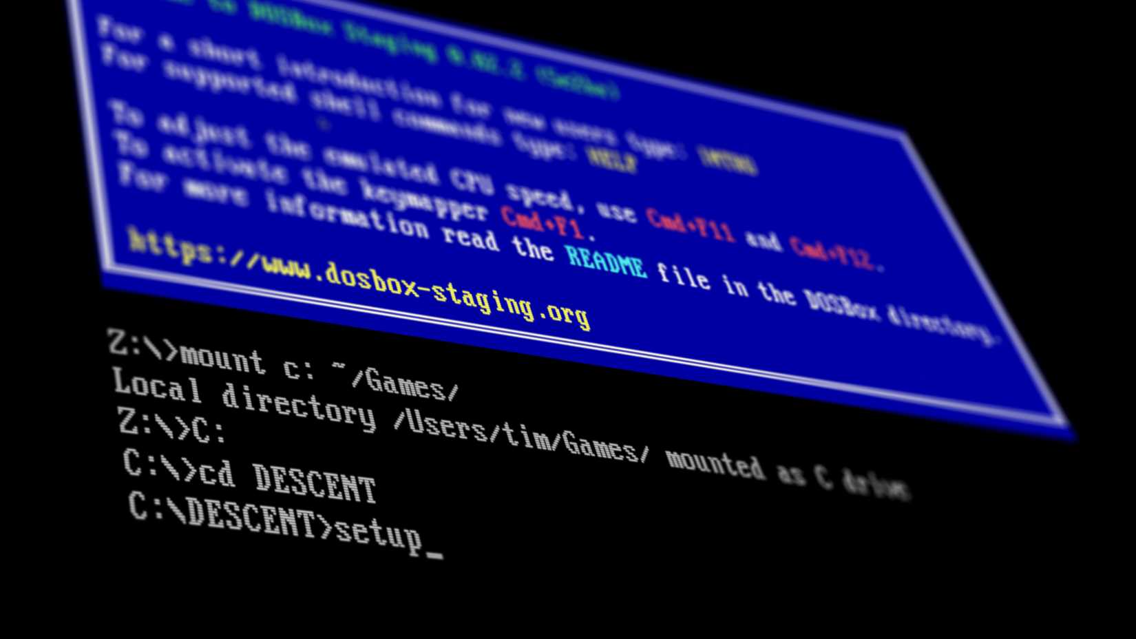 Dosbox estadiamento no Mac distorcido e embaçado.