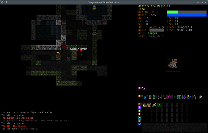 Dungeon Crawl Stone Soup gameplay.