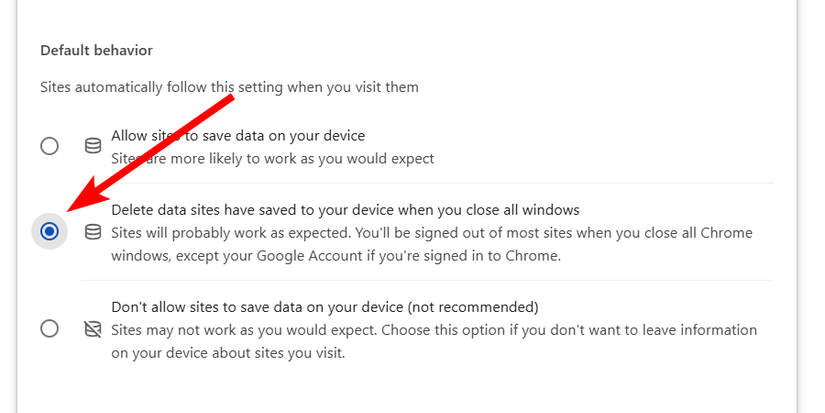 Enabling automatic cache clearing in Chrome.