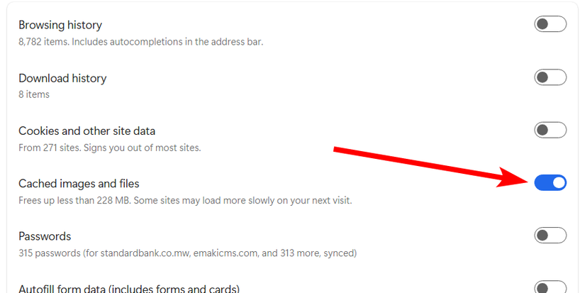 Enabling automatic cache clearing in Edge.