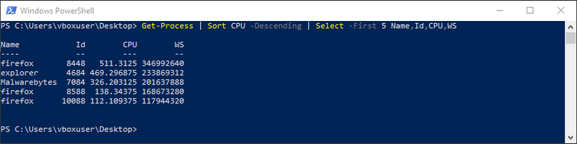 Get-Process in Windows PowerShell.