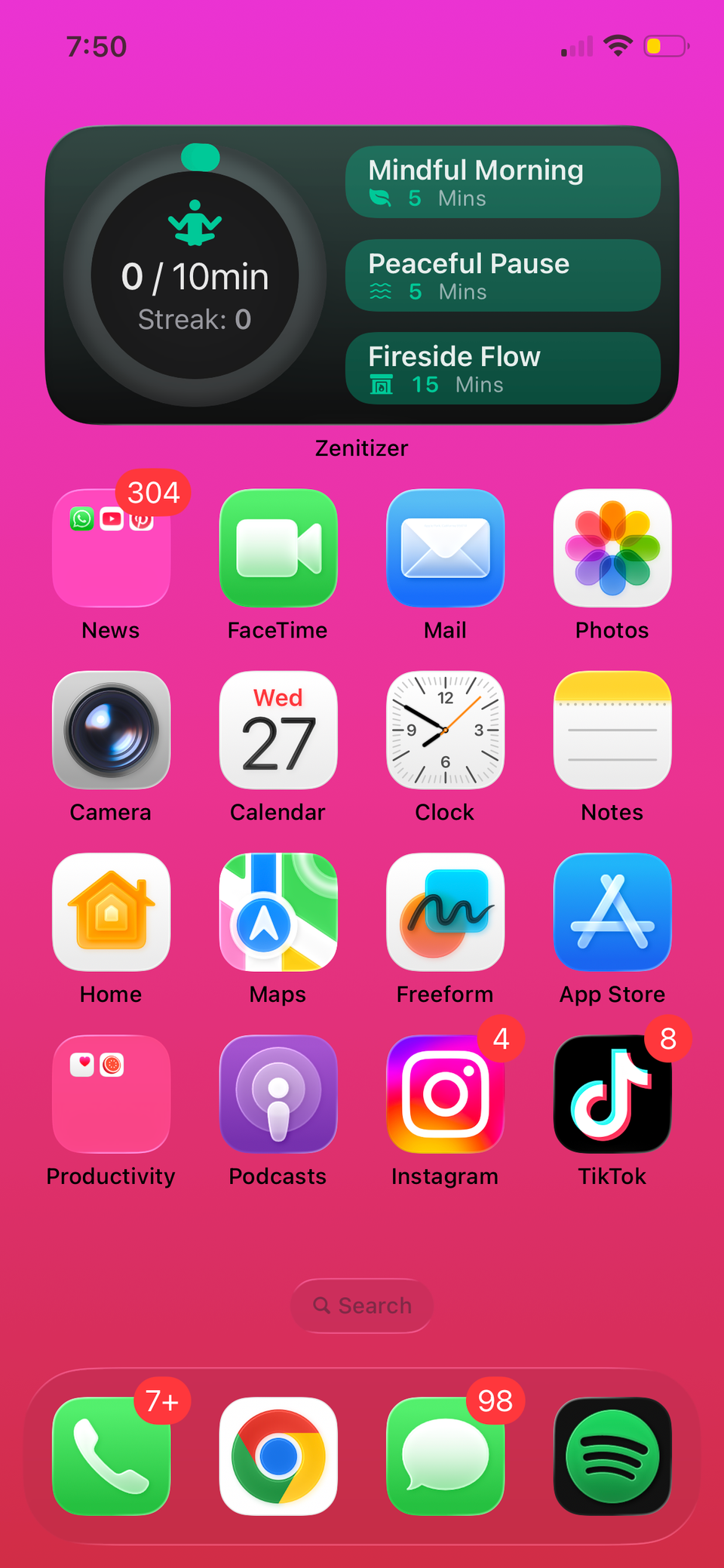 Zenitizer tool to track meditation minutes and start a session.