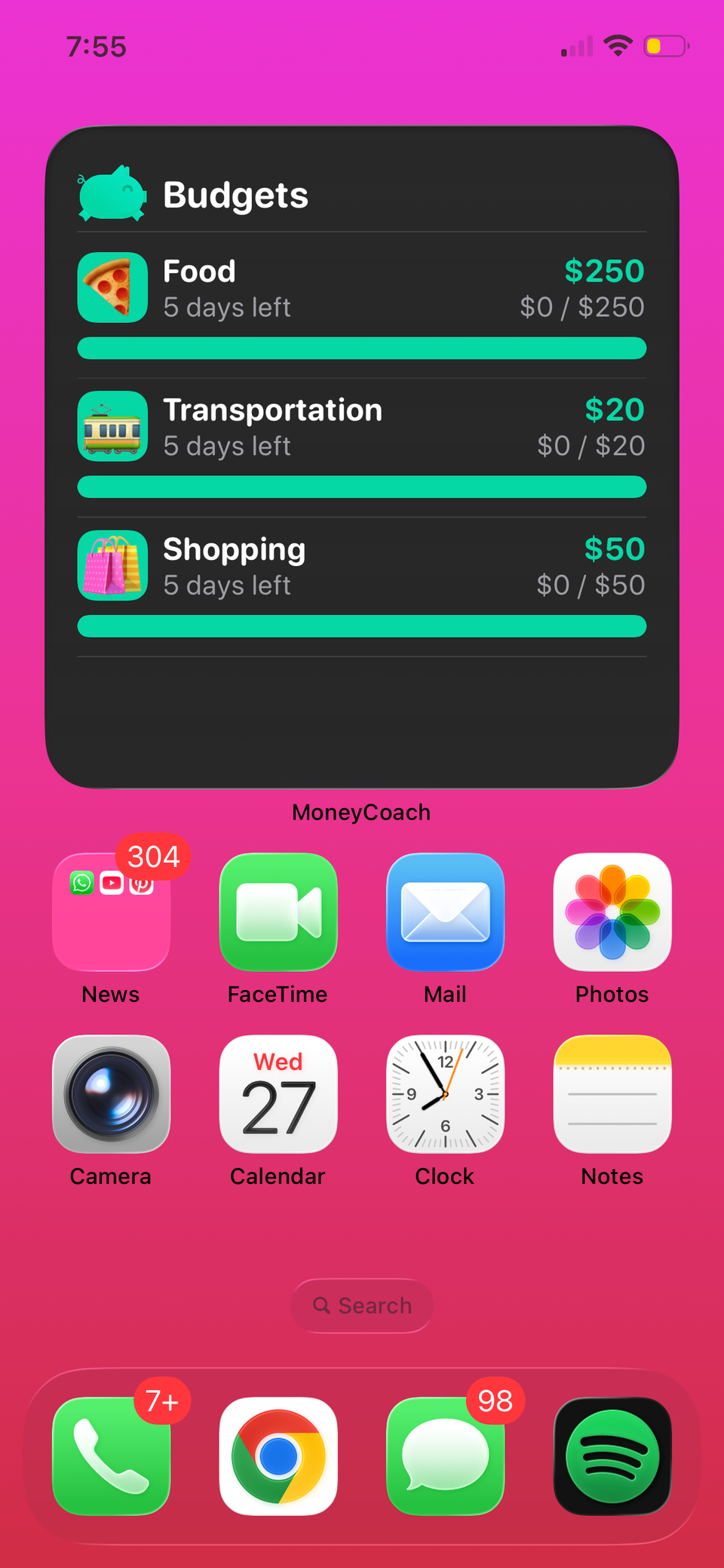 Follow the budget using the Moneycoach tool.