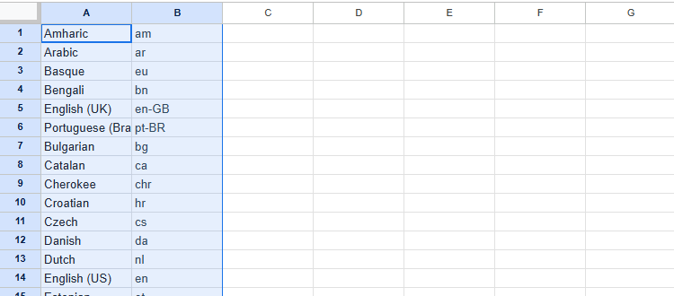Language Code Sheets 4 Essential Google Sheets Shortcuts for Former Excel Users