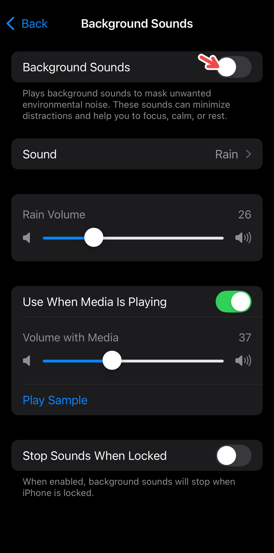 Using Background Sounds on iPhone.