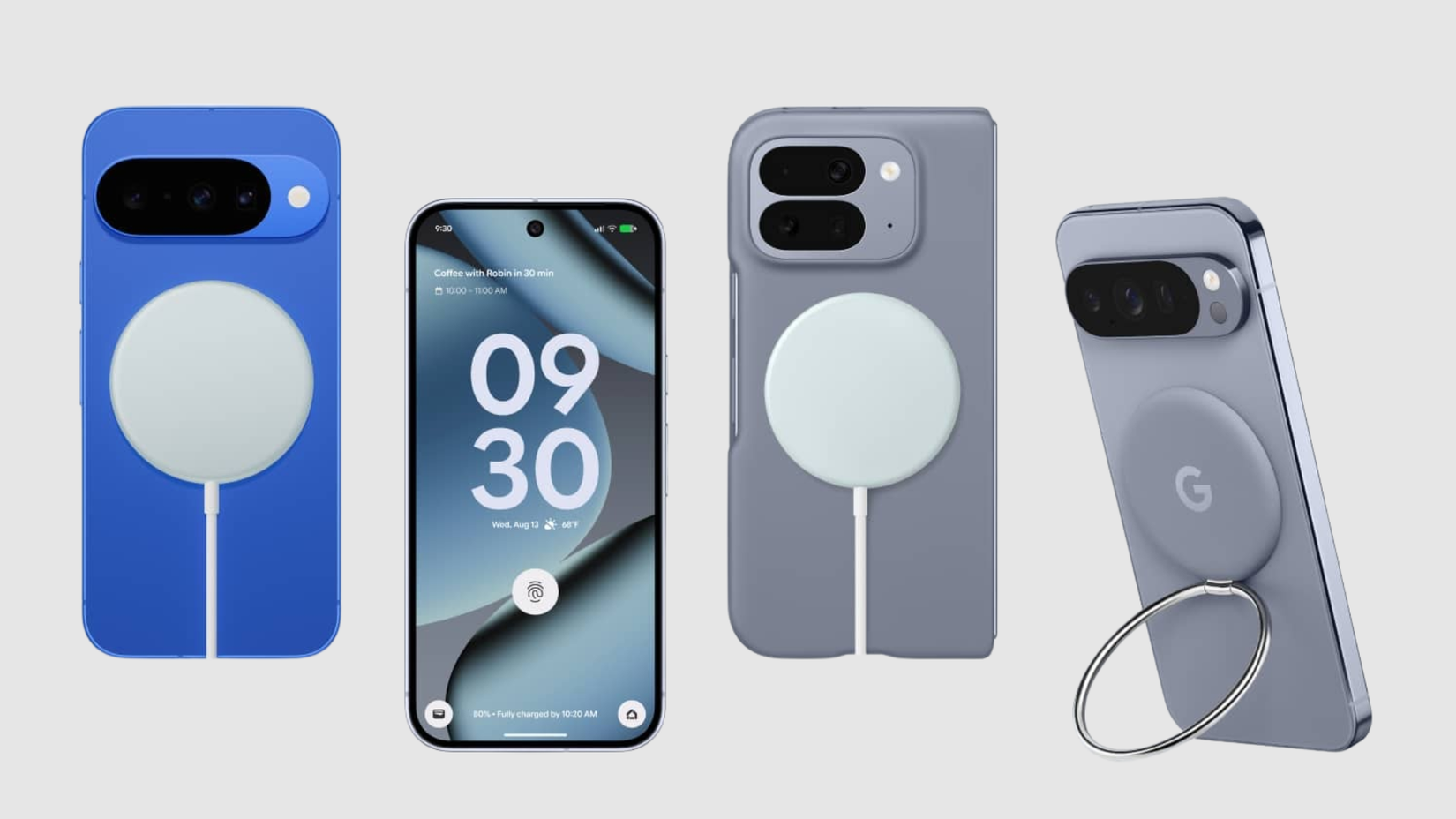 Picture of the Pixel 10 wireless charging accessories.