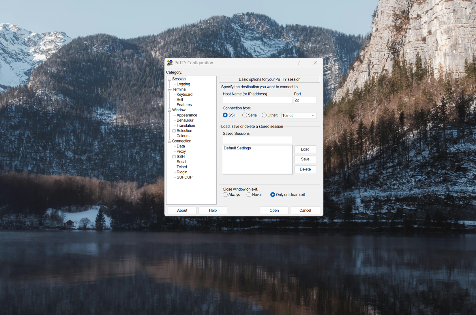 A screenshot of PuTTY, a remote access, open-source tool.