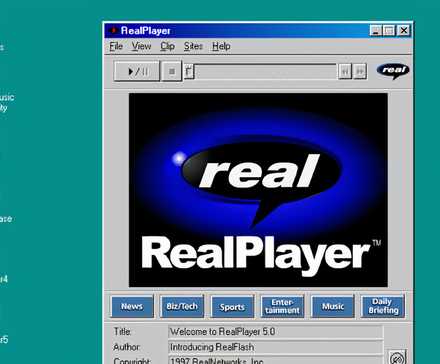 Windows 2000デスクトップ上のRealPlayerスクリーンショット