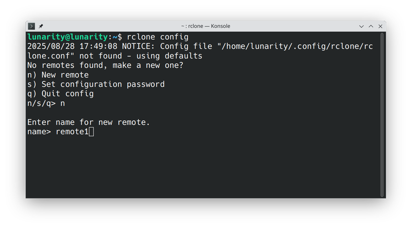 Setting the name for the backup.