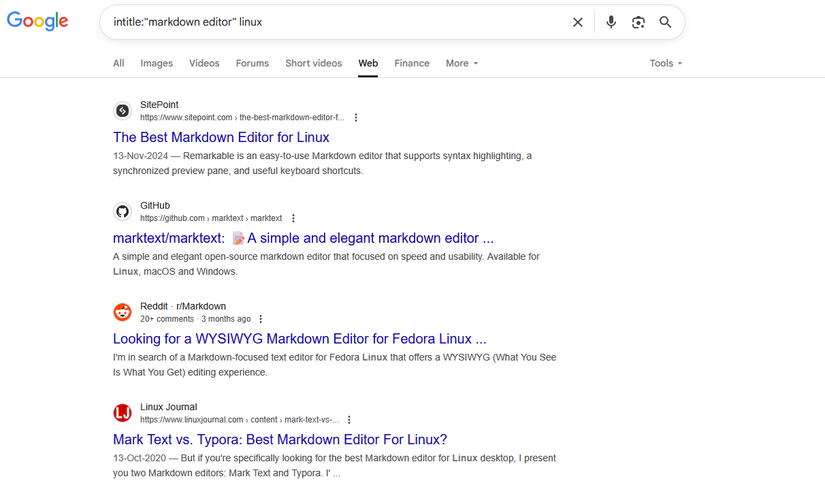 Usando o operador de pesquisa de Intitle do Google.