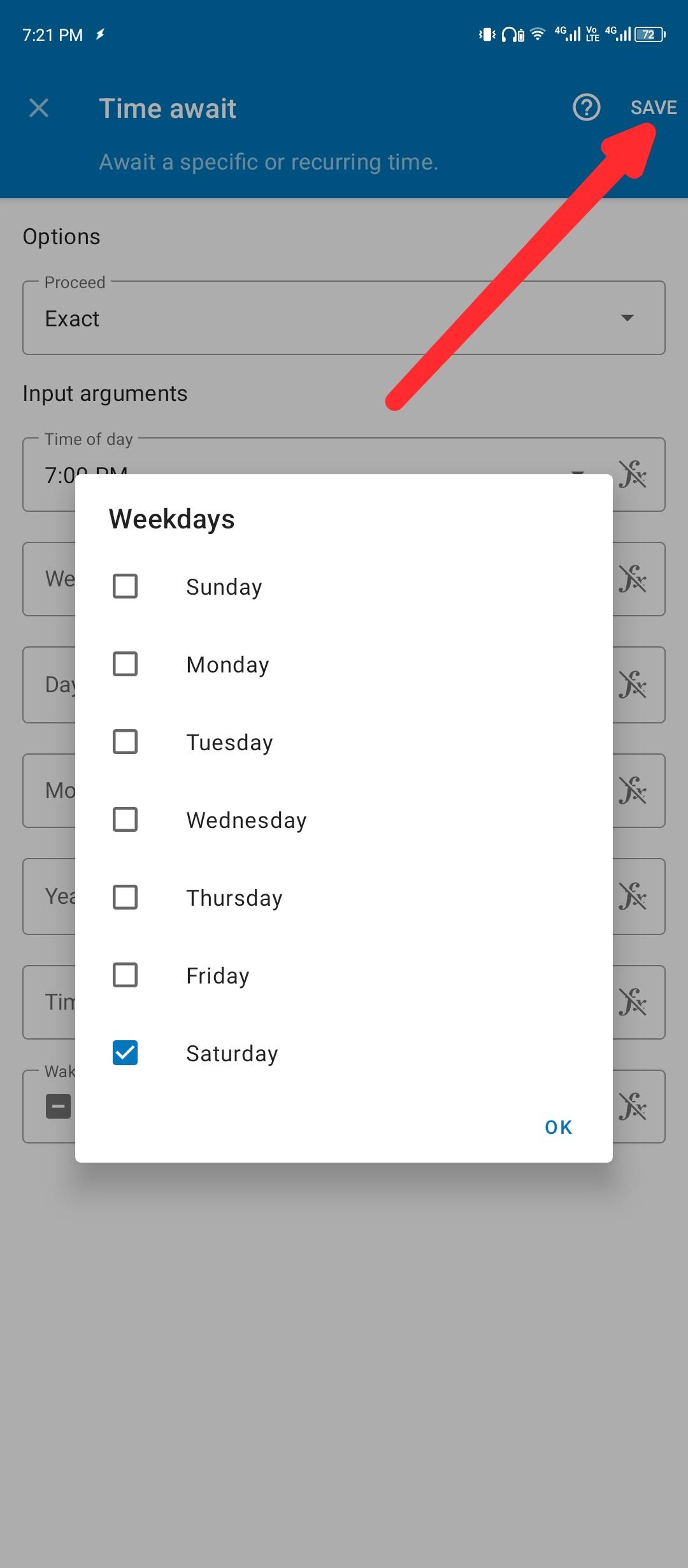 Saving a newly edited time await block.