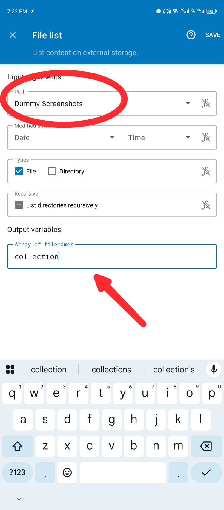 Creating a new variable for the screenshot array.