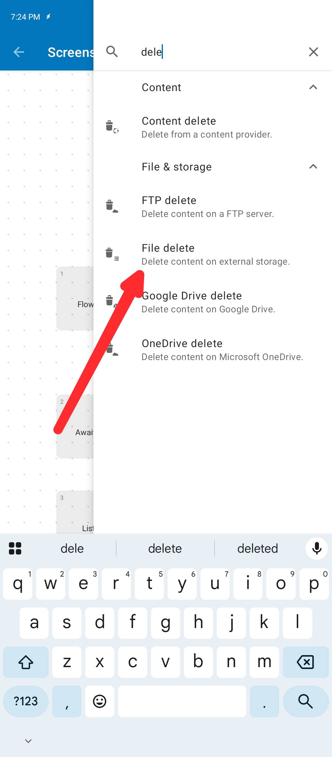 File delete block in Automate.