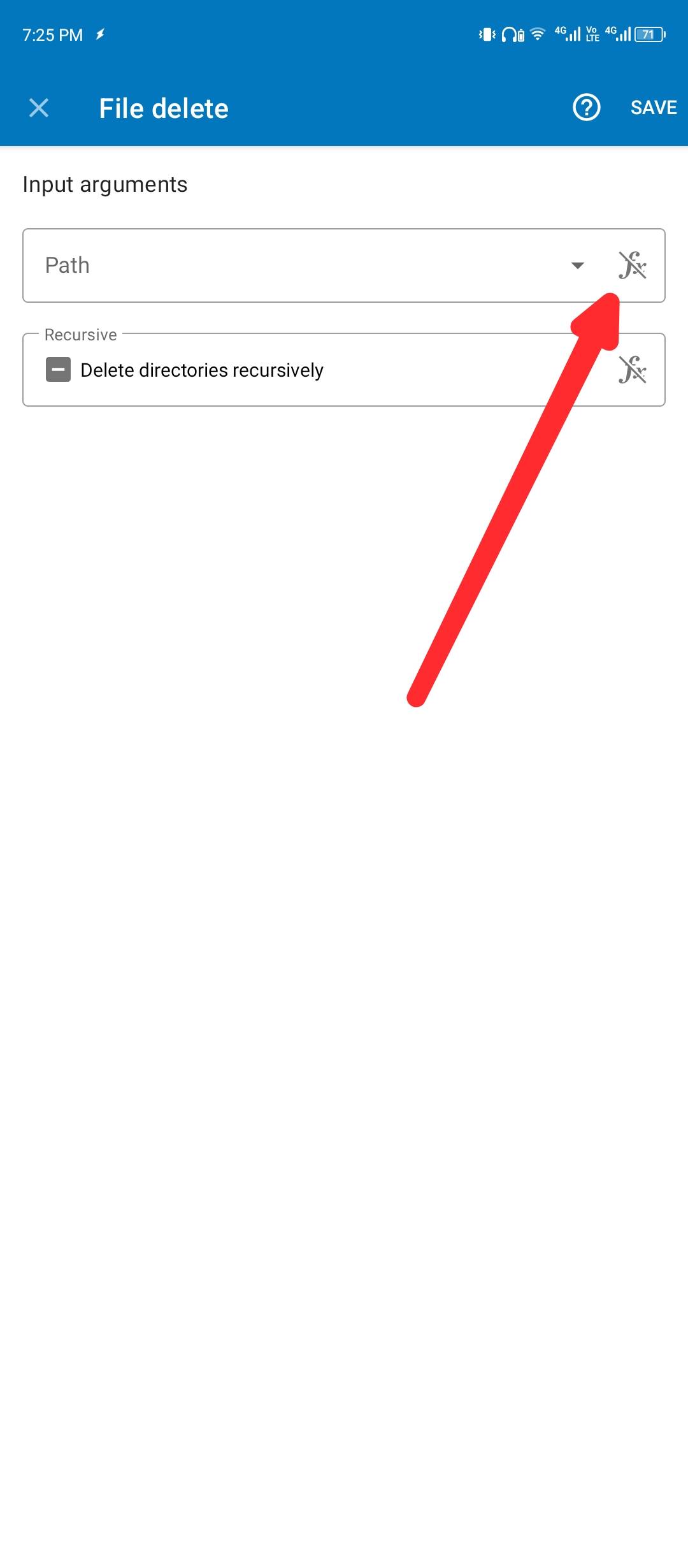 Toggling the function button to enable variable input.
