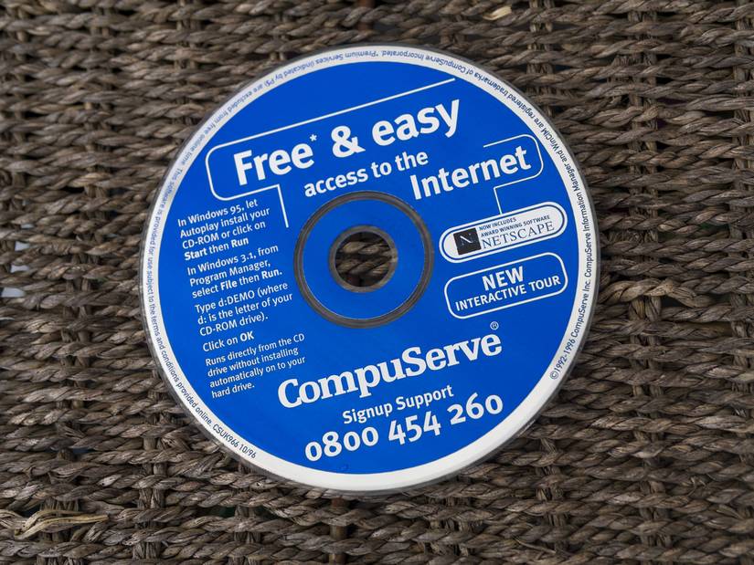 Um antigo disco de inicialização da Internet.