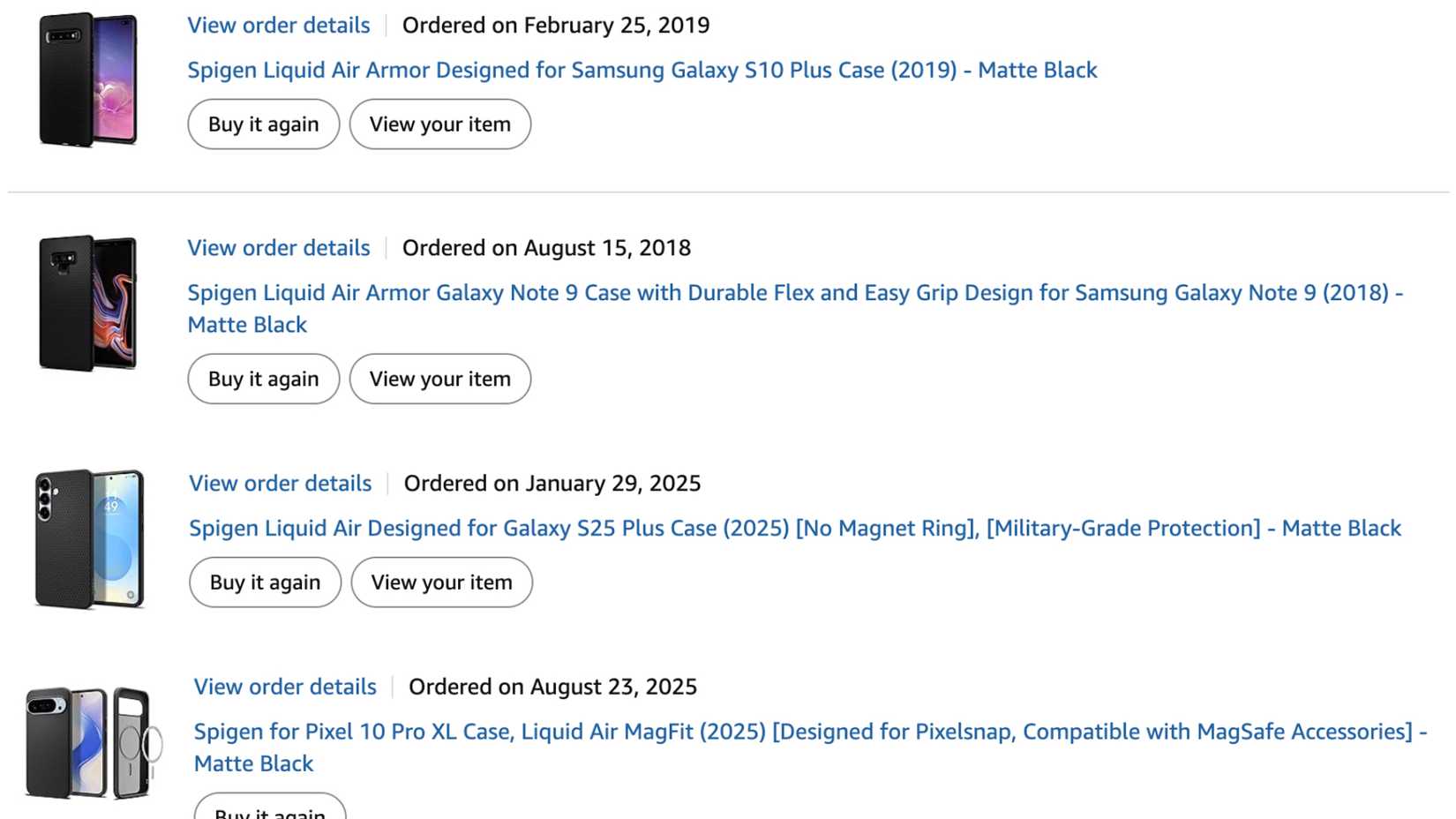 Órdenes de casos de spigen