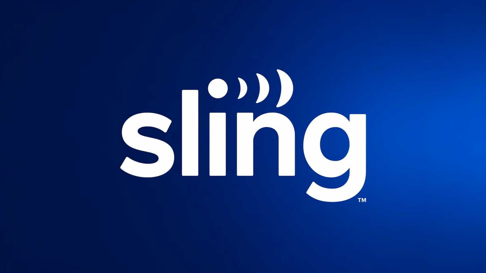 The Sling TV Logo on a blue gradient background
