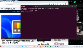 The Windows desktop with Chrome, Spotify, and WSL Linux terminal window visible.